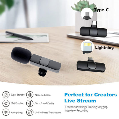 Portable Wireless Lavalier Microphone for Smartphones and Cameras
