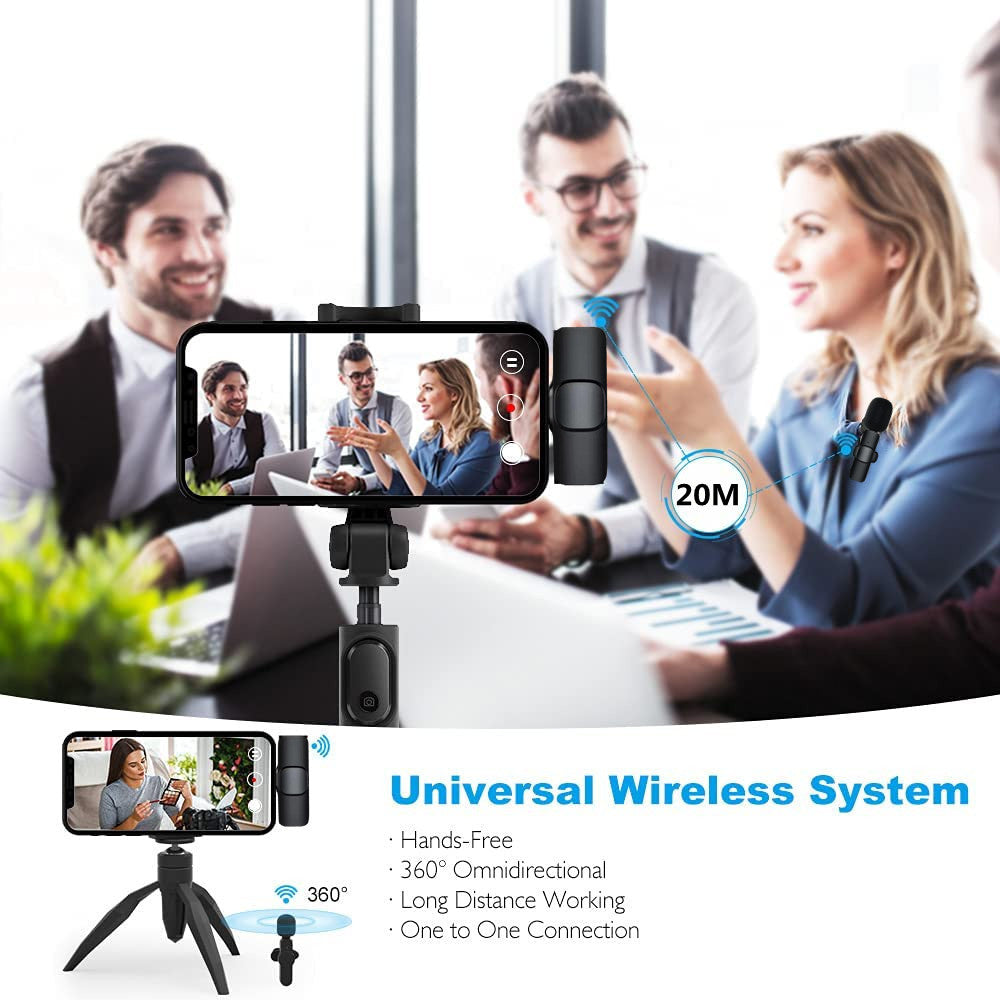 Portable Wireless Lavalier Microphone for Smartphones and Cameras