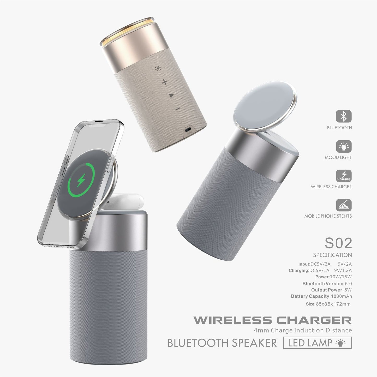 3-in-1 Euphony Charger Hub - Wireless Charging, Bluetooth Sound, Ambient Light