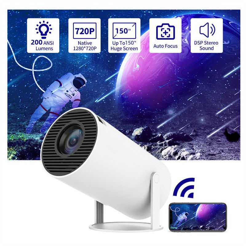 Portable Projector: 180° Smart Mini Projector with Auto Focus