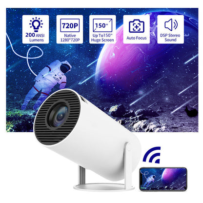 Portable Projector: 180° Smart Mini Projector with Auto Focus