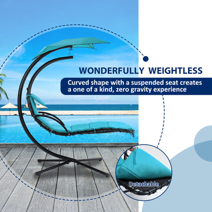 Hanging Chaise Lounger with Canopy and Pillow