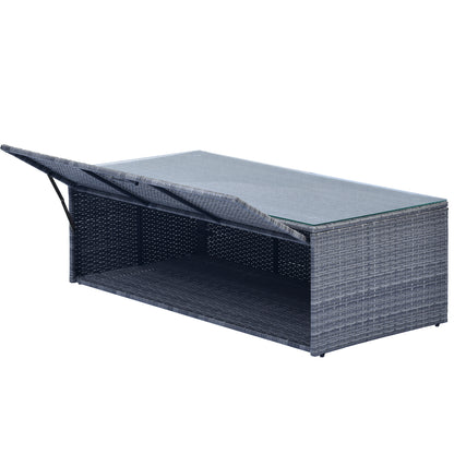 6-Piece Rattan Wicker Patio Set with Coffee Table and Cushions