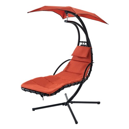Hanging Chaise Lounger with Canopy and Pillow