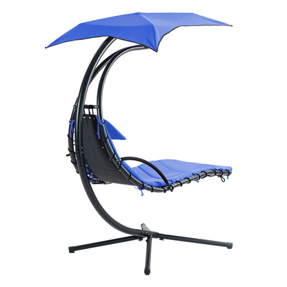 Hanging Chaise Lounger with Canopy and Pillow