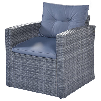 6-Piece Rattan Wicker Patio Set with Coffee Table and Cushions