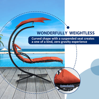 Hanging Chaise Lounger with Canopy and Pillow