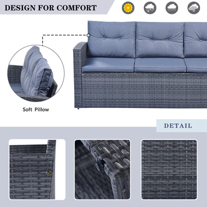 6-Piece Rattan Wicker Patio Set with Coffee Table and Cushions