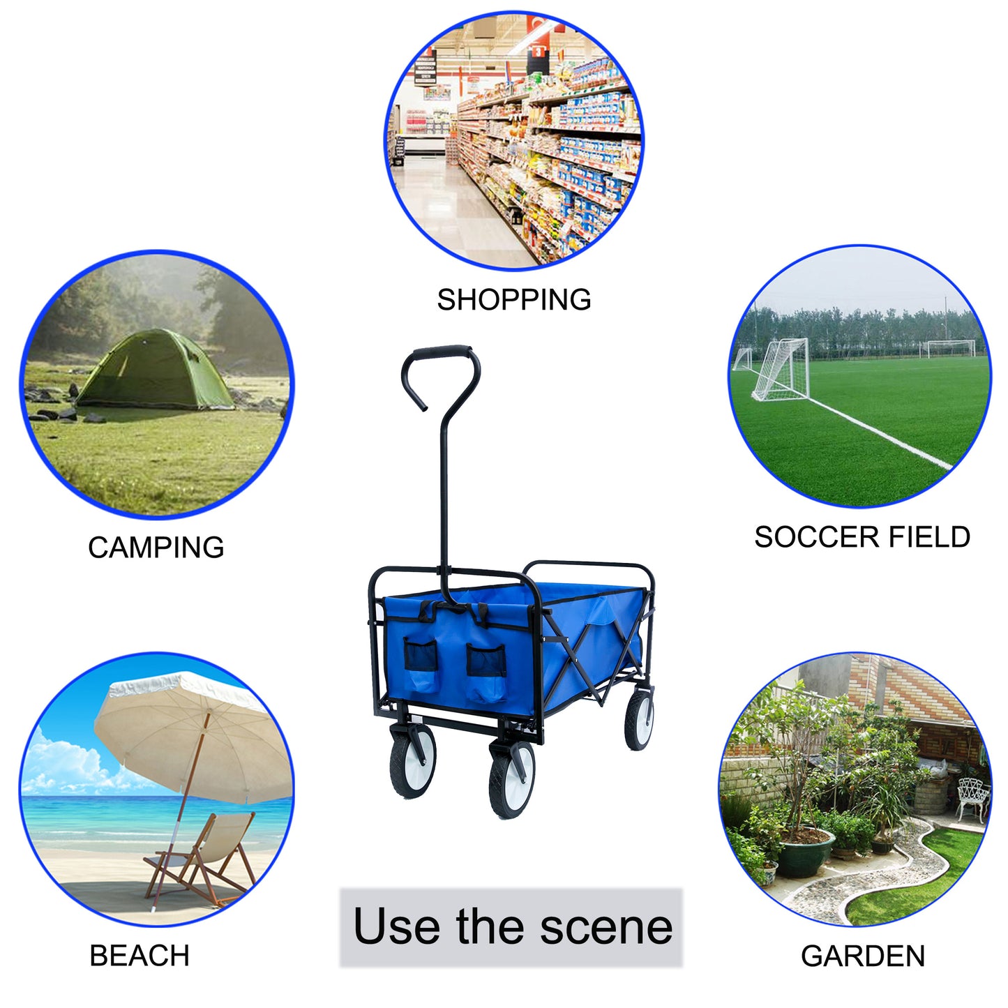 Outdoor Folding Utility Wagon - Heavy Duty Garden & Beach Cart