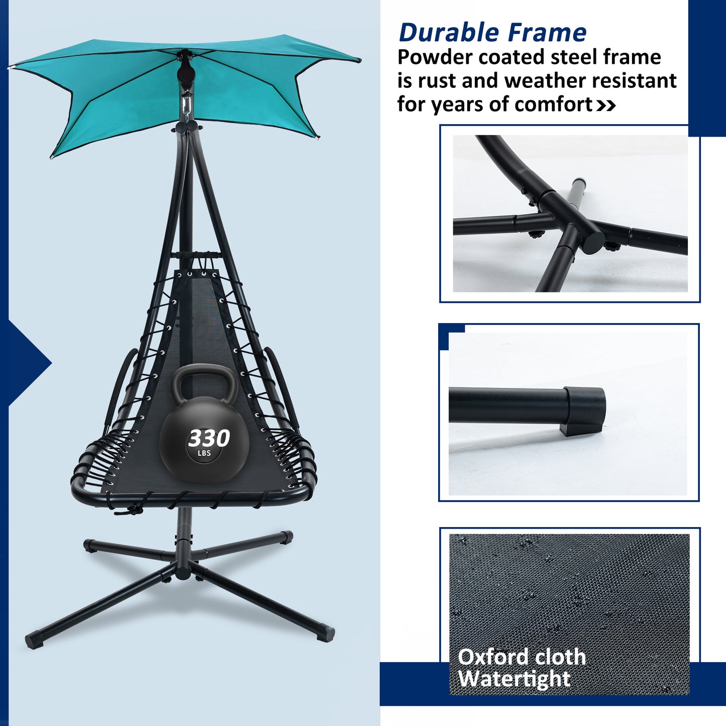 Hanging Chaise Lounger with Canopy and Pillow