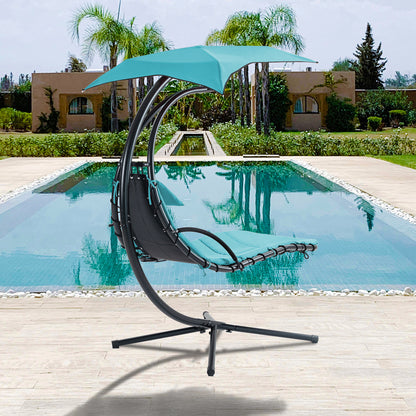 Hanging Chaise Lounger with Canopy and Pillow