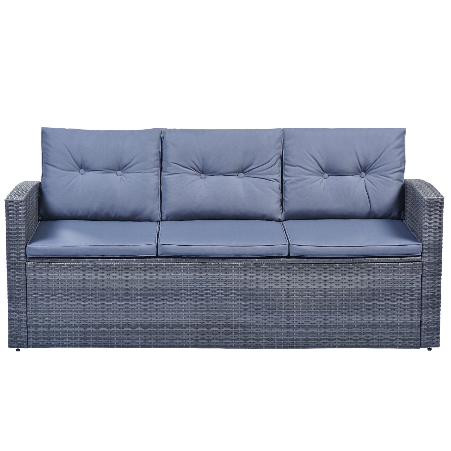 6-Piece Rattan Wicker Patio Set with Coffee Table and Cushions