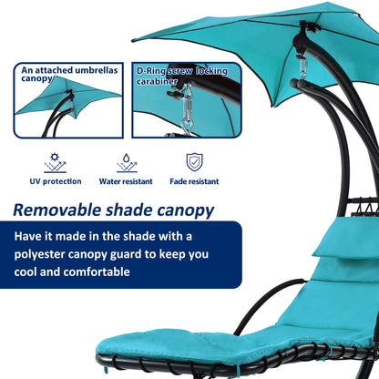 Hanging Chaise Lounger with Canopy and Pillow