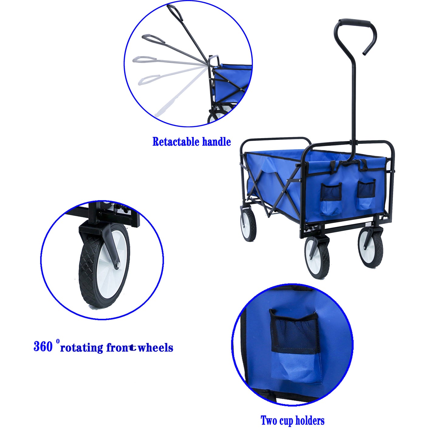 Outdoor Folding Utility Wagon - Heavy Duty Garden & Beach Cart