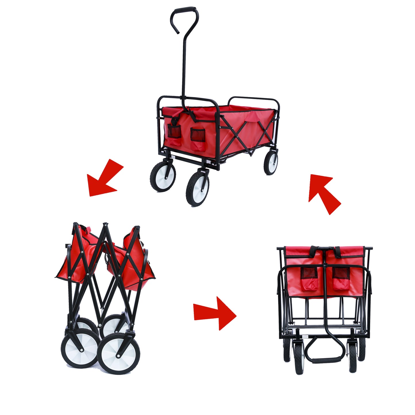 Outdoor Folding Utility Wagon - Heavy Duty Garden & Beach Cart