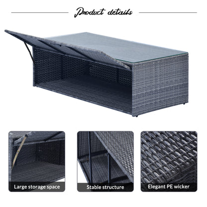 6-Piece Rattan Wicker Patio Set with Coffee Table and Cushions