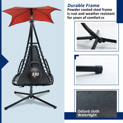 Hanging Chaise Lounger with Canopy and Pillow