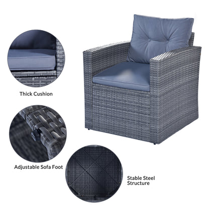 6-Piece Rattan Wicker Patio Set with Coffee Table and Cushions