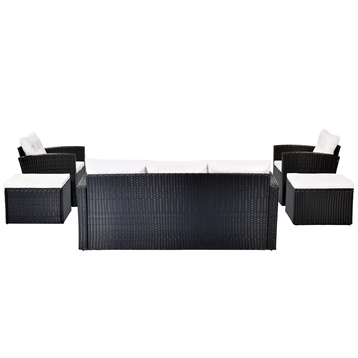 6-Piece Rattan Wicker Patio Set with Coffee Table and Cushions