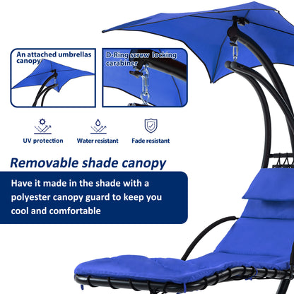 Hanging Chaise Lounger with Canopy and Pillow