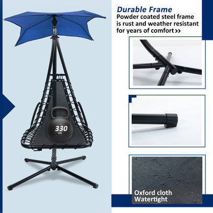 Hanging Chaise Lounger with Canopy and Pillow