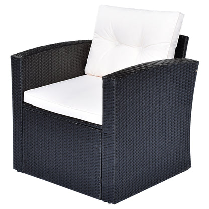 6-Piece Rattan Wicker Patio Set with Coffee Table and Cushions