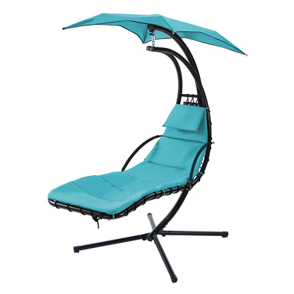 Hanging Chaise Lounger with Canopy and Pillow