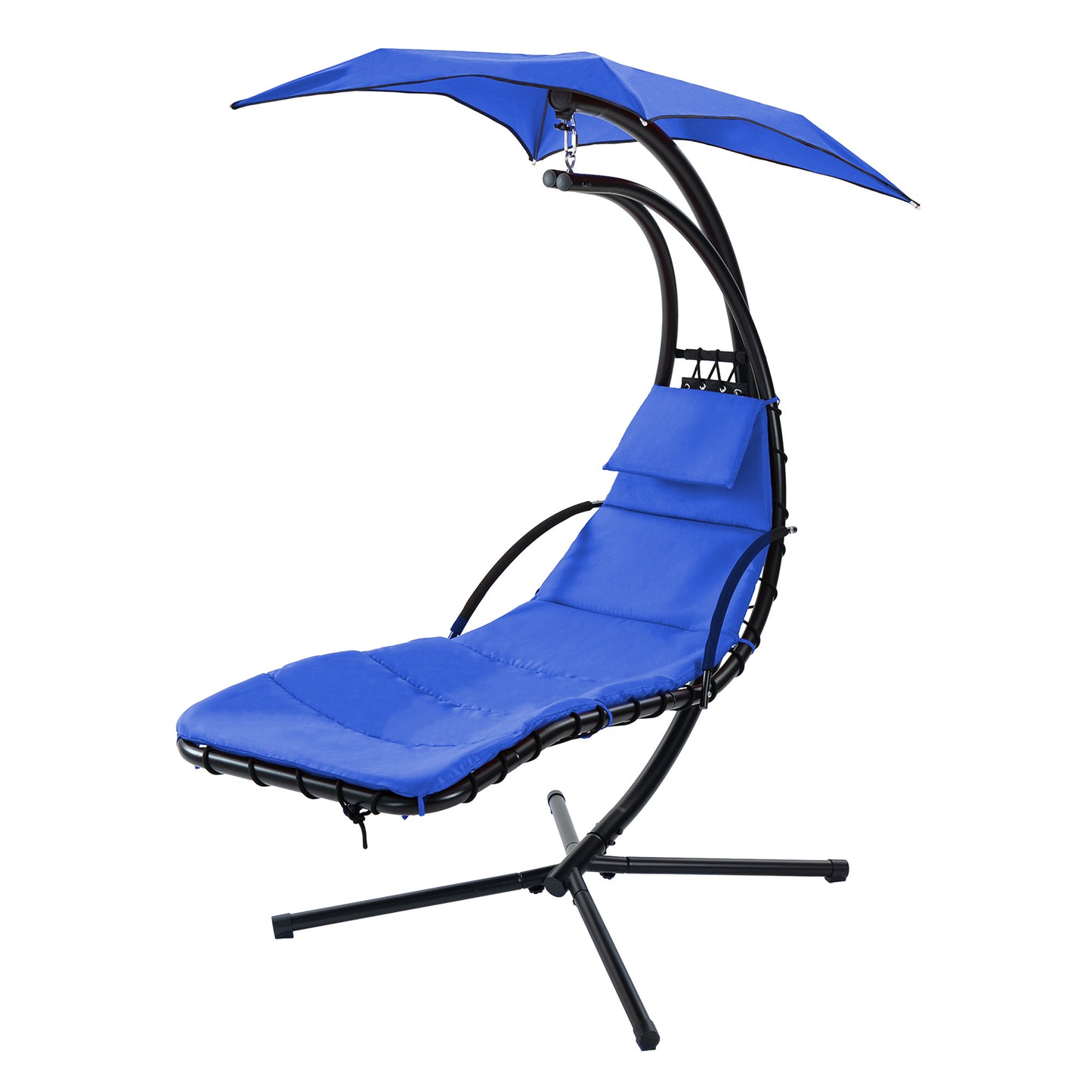 Hanging Chaise Lounger with Canopy and Pillow
