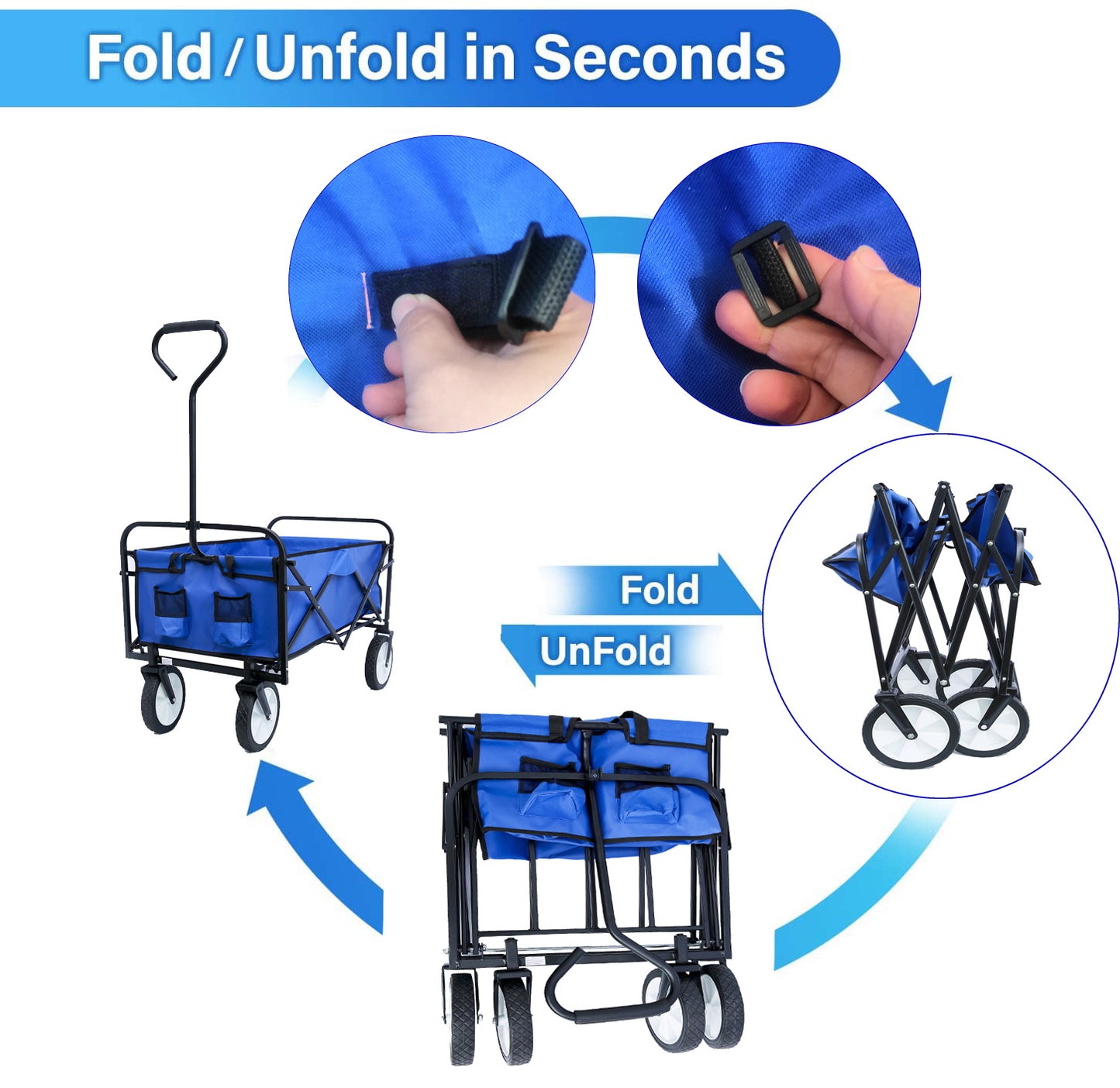 Outdoor Folding Utility Wagon - Heavy Duty Garden & Beach Cart