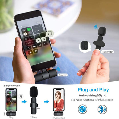 Portable Wireless Lavalier Microphone for Smartphones and Cameras